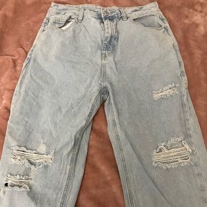 Blue ripped baggy jeans